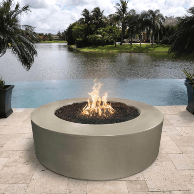 round fire pit table | The Outdoor Plus - Florence GFRC Concrete Round Liquid Propane Fire Pit 54"