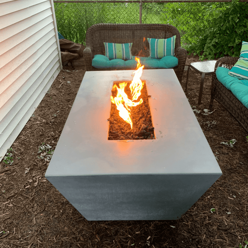 The Outdoor Plus - Angelus GFRC Concrete Rectangle Natural Gas Fire Pit 60"