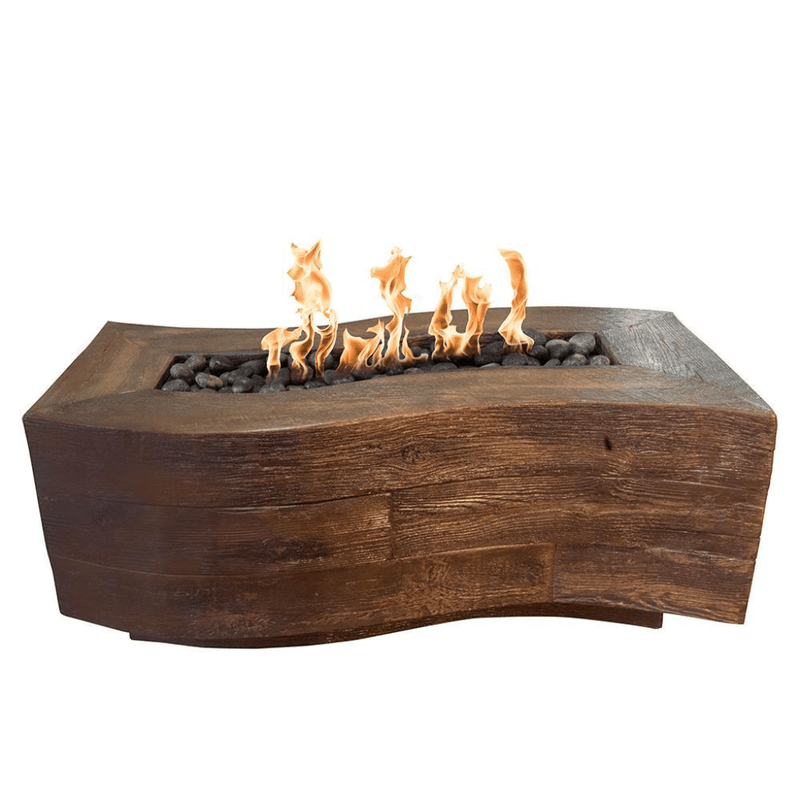 Big Sur Rectangle Propane Fire Pit - 60" GFRC Wood Grain Concrete Design - The Outdoor Plus