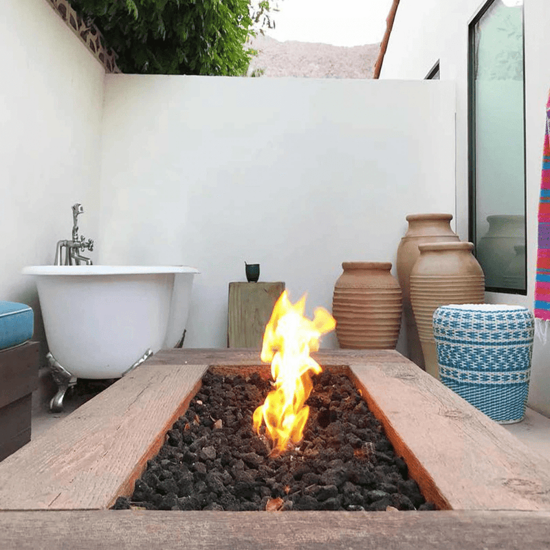 The Outdoor Plus - Coronado GFRC Wood Grain Concrete Rectangle Gas Fire Pit 72"