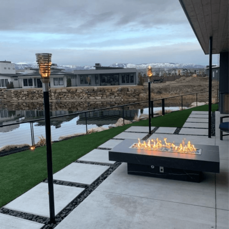 The Outdoor Plus - Newport GFRC Concrete Rectangle Natural Gas Fire Table 72"