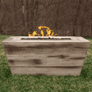 The Outdoor Plus  Plymouth GFRC Wood Grain 24" tall Concrete Rectangle Gas Fire Pit 84"
