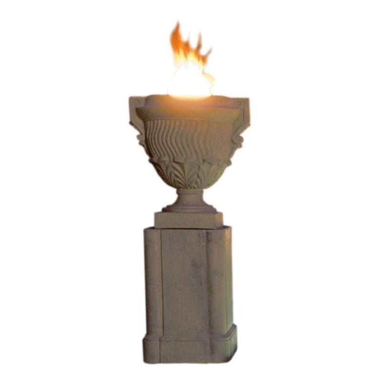26" Piage Gas Fire Urn and Pedestal | outdoor fire urns
