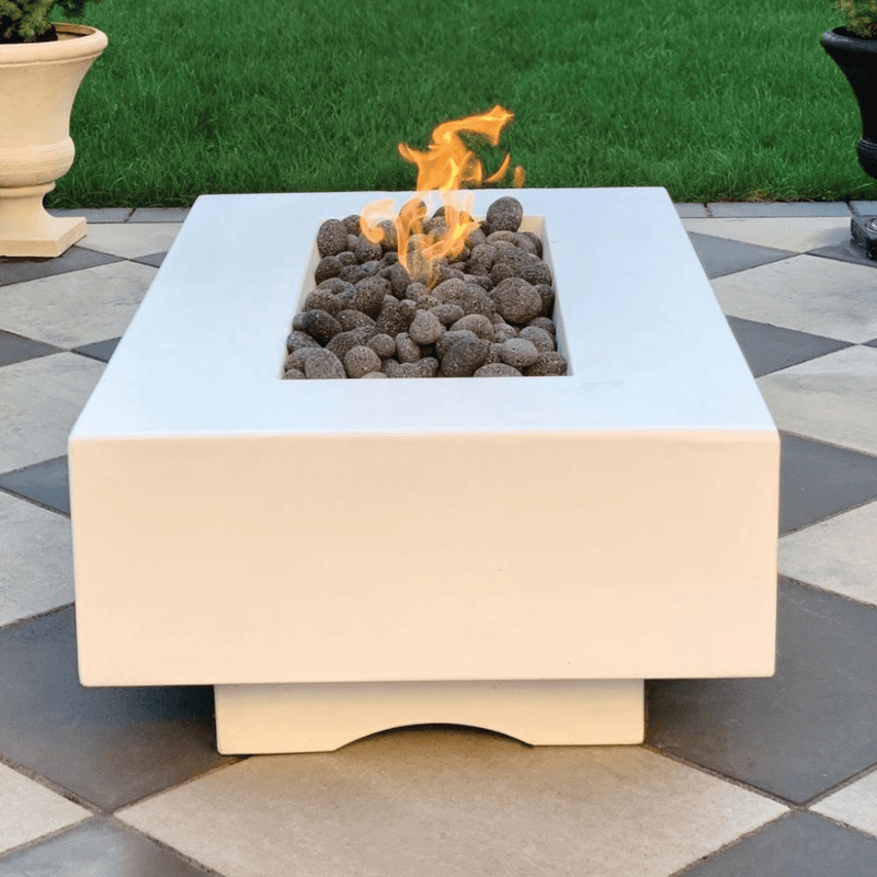The Outdoor Plus - Del Mar GFRC Concrete Rectangle Liquid Propane Fire Pit Table 84"
