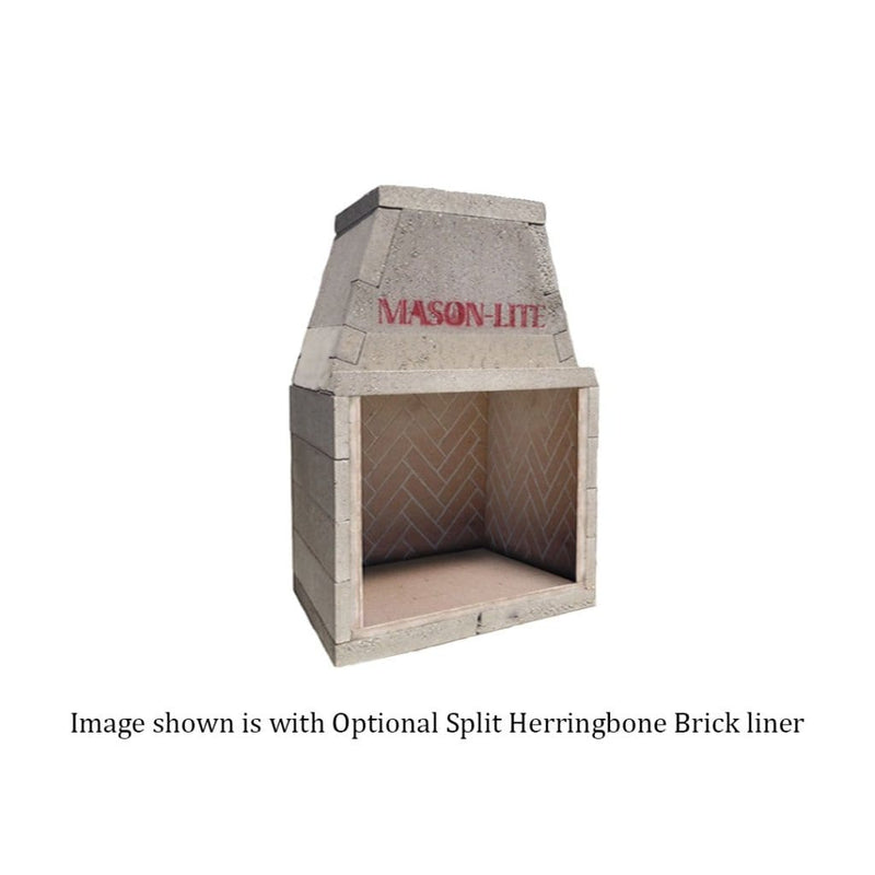 49" Pre-Cast Masonry Firebox Kit with 2ft Masonry Chimney and MFP49-SHBL Brick Liner - Mason-Lite