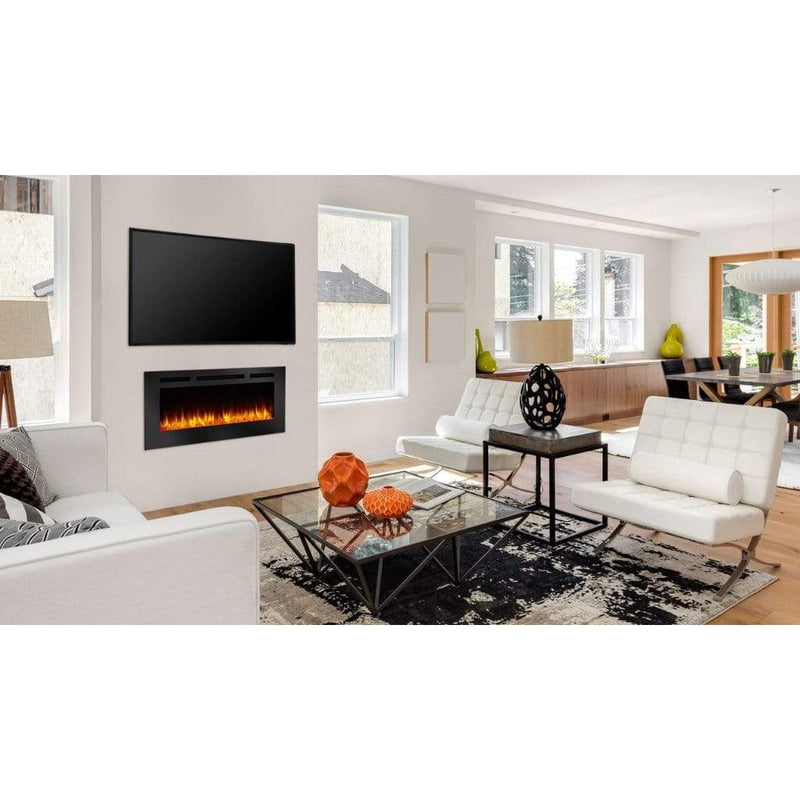 SimpliFire Allusion Recessed 48 Inch Wall Mounted Linear Electric Fireplace