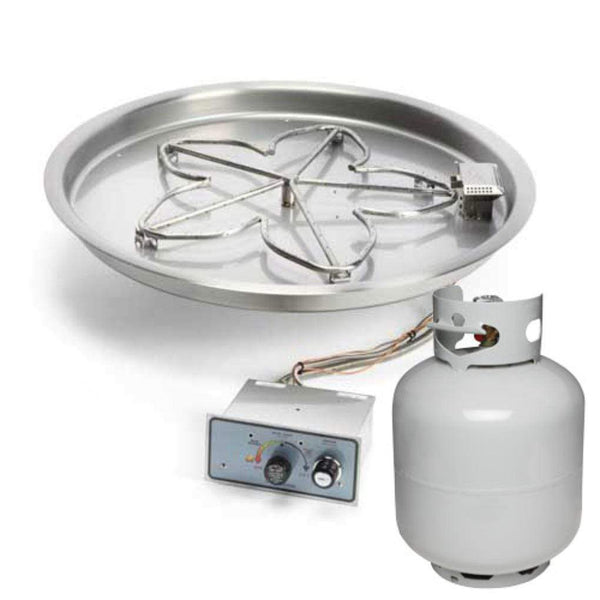 HPC | Round Bowl Pan Push Button Flame Sensing Ignition Fire Pit Insert with Small Tank 13"