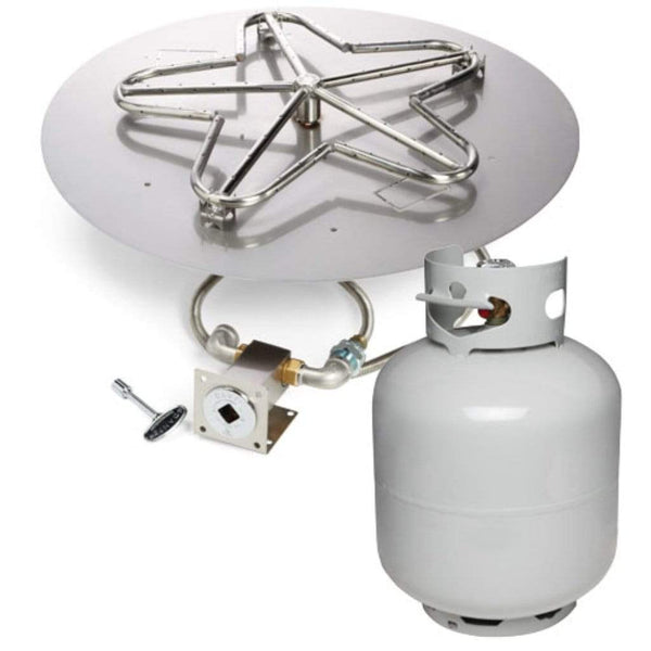HPC | Round Flat Pan Match Lit Ignition Fire Pit Insert with Small Tank 14"
