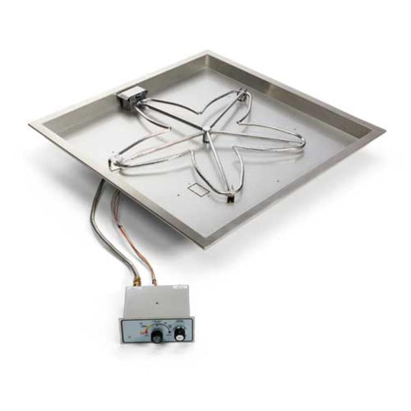 HPC | Square Bowl Pan Push Button Flame Sensing Ignition Fire Pit Insert 18"