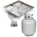 HPC | Square Bowl Pan Push Button Flame Sensing Ignition Fire Pit Insert with Small Tank 18"