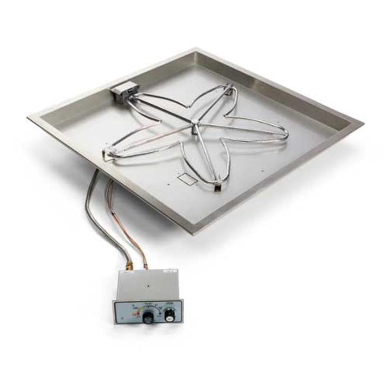 HPC | Square Bowl Pan Push Button Flame Sensing Ignition Fire Pit Insert 30" 