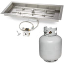 HPC | 30" x 12" Rectangle H-Burner Bowl Pan Match Lit Ignition Fire Pit Insert with Small Tank