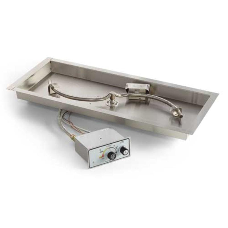 HPC | 42"x14" Rectangle S-Burner Bowl Pan Push Button Flame Sensing Ignition Fire Pit Insert