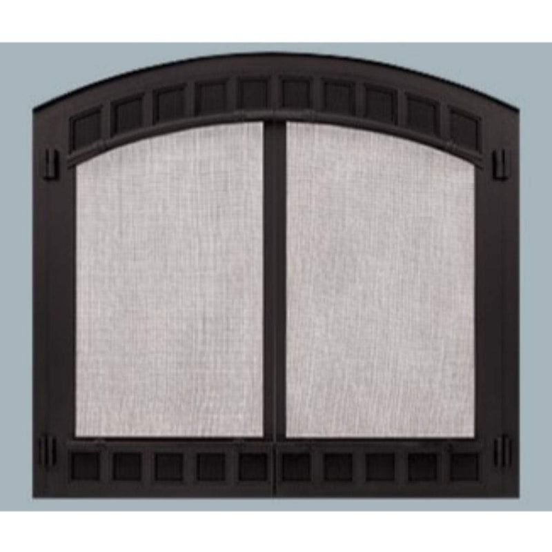 Majestic Black Contour Cabinet Style Mesh Doors with Frame for Biltmore Wood Burning Fireplace