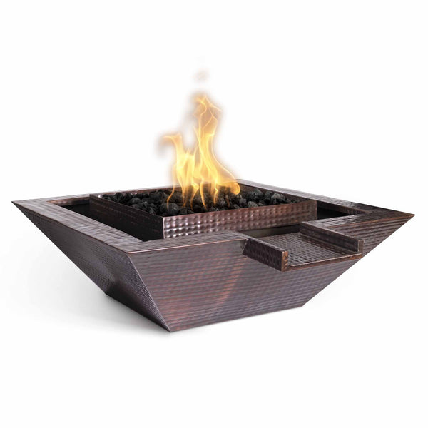 The Outdoor Plus - Maya Hammered Copper Gravity Spill Square Fire & Water Bowl