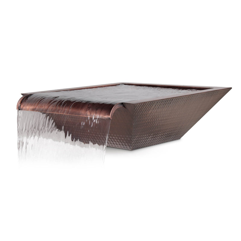The Outdoor Plus - Maya Hammered Copper Wide Spillway Square Water Bowl