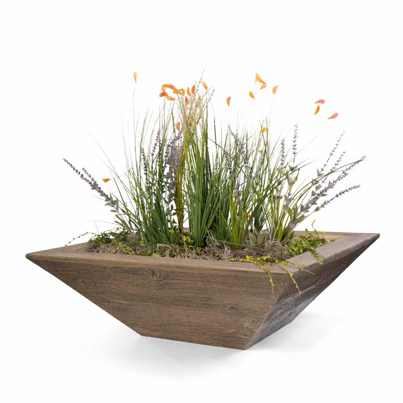 The Outdoor Plus - Maya GFRC Wood Grain Concrete Square Planter Bowl