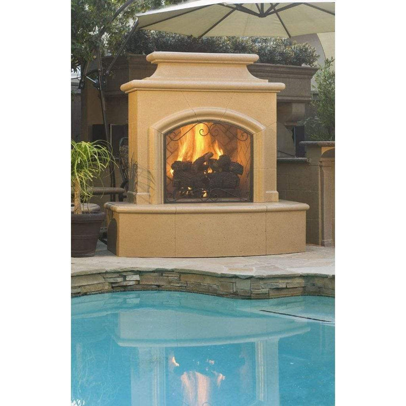 American Fyre Design | 65" Mariposa Vented Gas Fireplace with Corner Square Edge Hearth