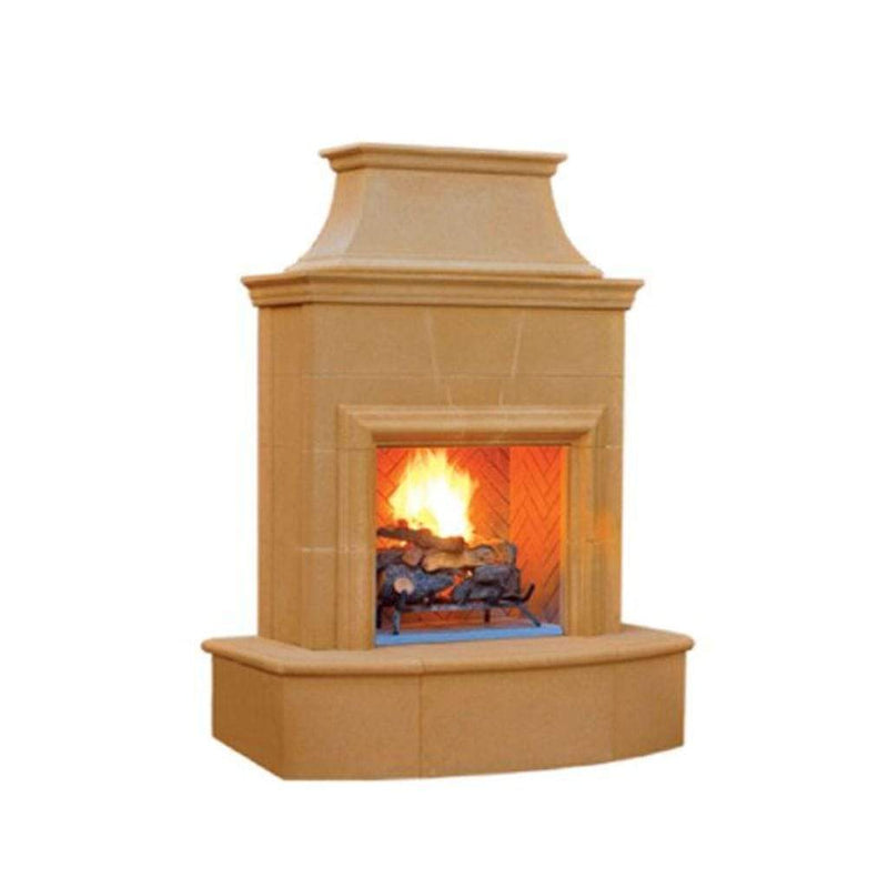 American Fyre Designs Petite Cordova GFRC 65 Inch Vented Gas Fireplace with Corner Square Edge Hearth