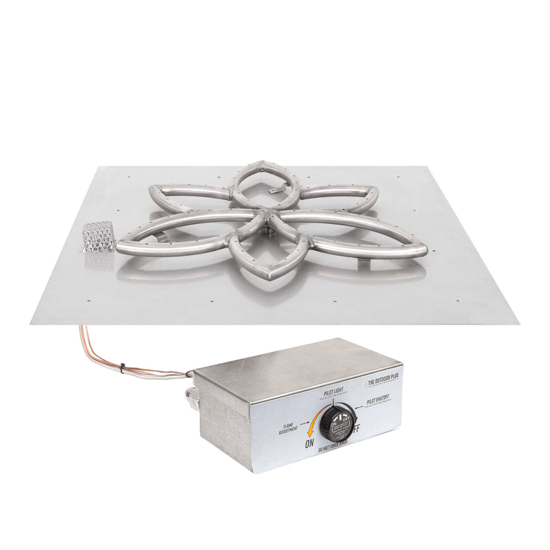 The Outdoor Plus Square Flat Pan With Stainless Steel Lotus Burner