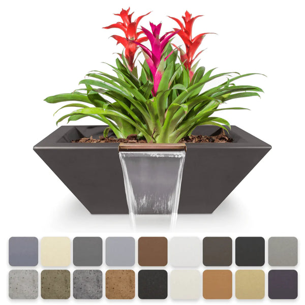 The Outdoor Plus - Maya GFRC Concrete Square Planter and Water Bowl