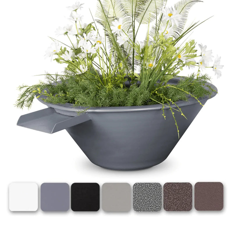 The Outdoor Plus - Cazo Powder Coated Steel Round Planter & Water Bowl