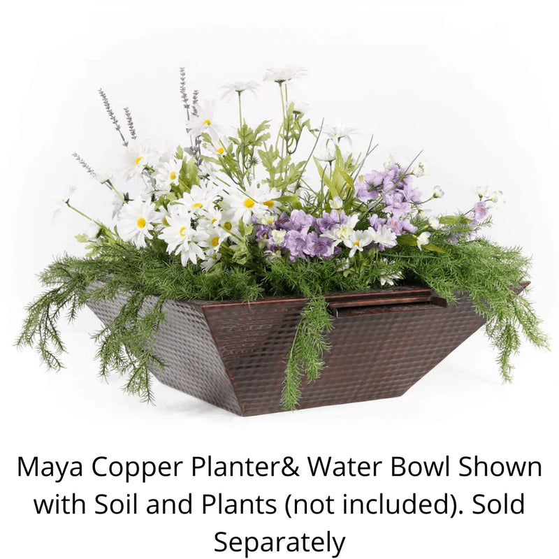 The Outdoor Plus - Maya Hammered Copper Square Planter & Water Bowl