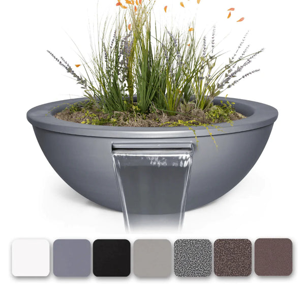 The Outdoor Plus - Sedona Powder Coated Steel Round Planter & Water Bowl 27"