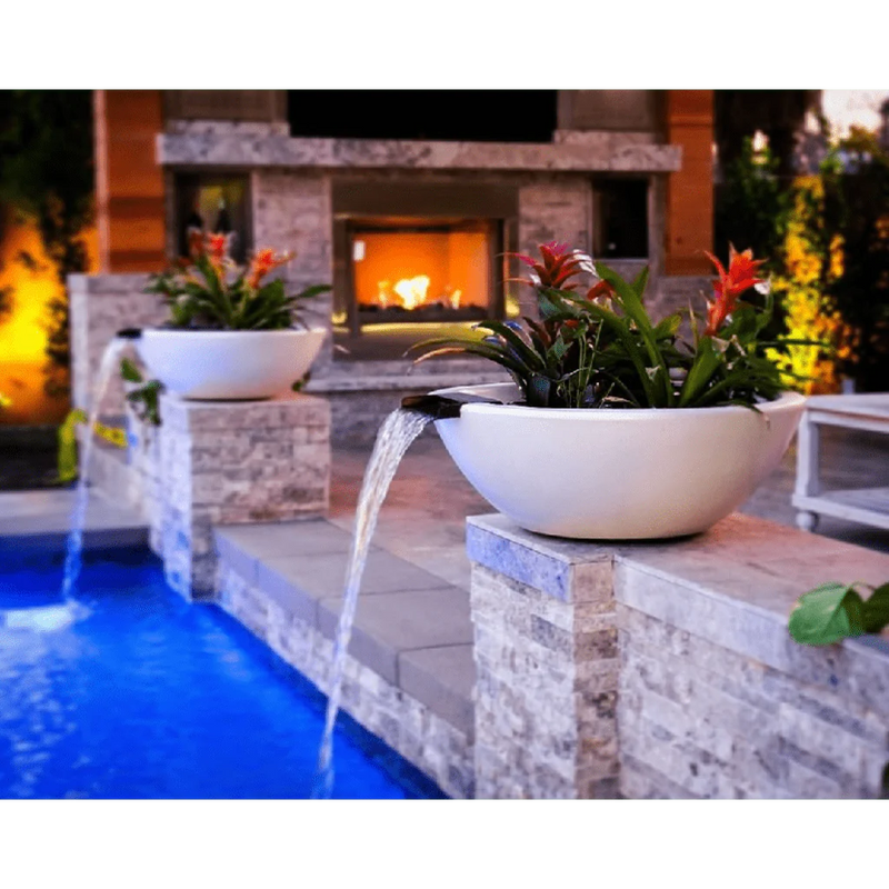 The Outdoor Plus - Sedona GFRC Concrete Round Planter and Water Bowl