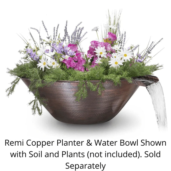 The Outdoor Plus - Remi Hammered Copper Round Planter & Water Bowl 31"