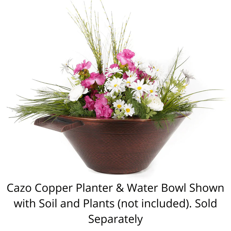 The Outdoor Plus - Cazo Hammered Copper Round Planter & Water Bowl