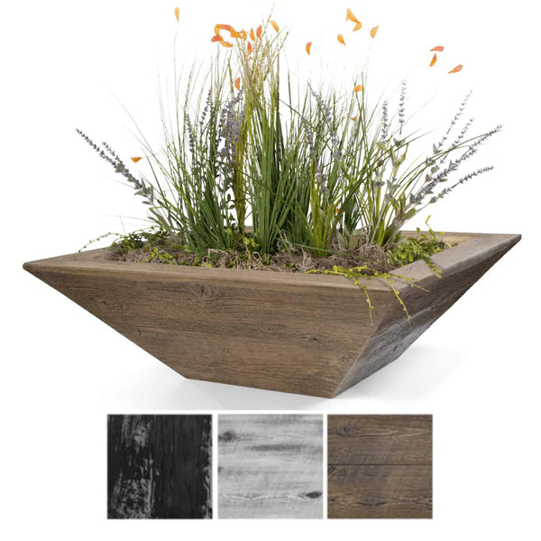 The Outdoor Plus - Maya GFRC Wood Grain Concrete Square Planter Bowl