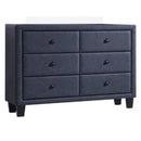 BM185430 Polyurethane Upholstered Six Drawer Dresser With Wooden Tapered Leg, Gray
