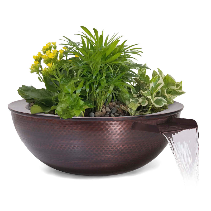 The Outdoor Plus - Sedona Hammered Copper Round Planter & Water Bowl 27"