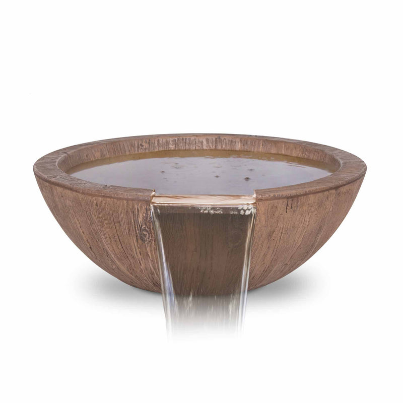 The Outdoor Plus - Sedona GFRC Wood Grain Concrete Round Water Bowl 27"