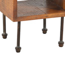 22 Inch Industrial Style Cube Shape Wooden Nightstand With Rough Sawn Texture, Brown - UPT-204786