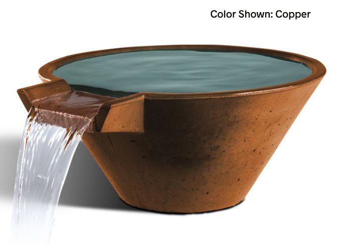 Slick Rock | Concrete 22” Cascade Conical Bowl + Copper Spillway