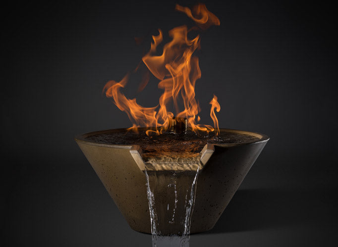 Slick Rock | Concrete 22” Cascade Conical Fire on Glass + Copper Spillway with Electronic Ignition