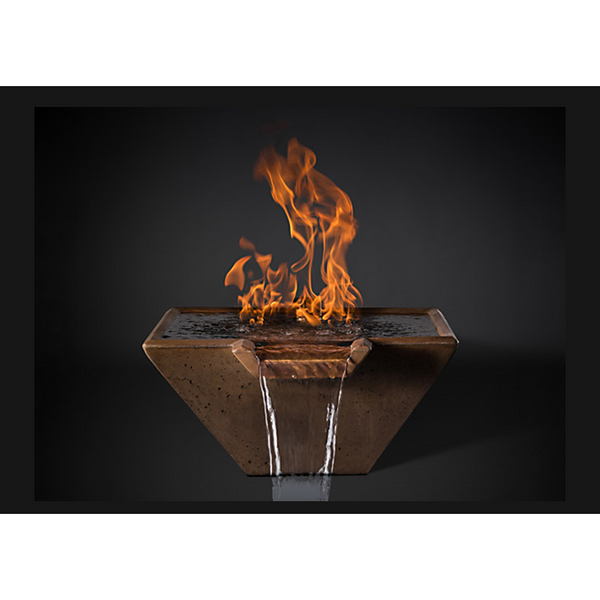 Slick Rock | Concrete 22” Cascade Square Fire on Water + Copper Spillway with Electronic Ignition
