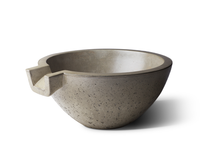 Slick Rock 24" Concrete Water Bowl with Copper Spillway