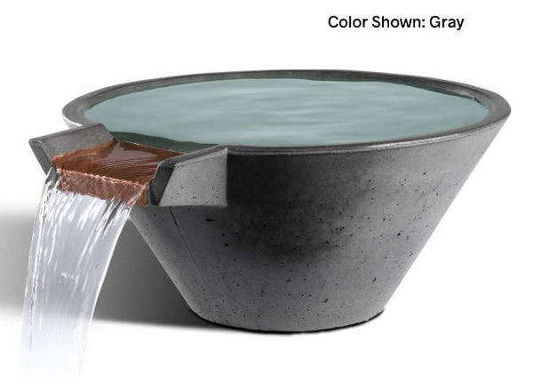 Slick Rock | Concrete 29” Cascade Conical Bowl + Copper Spillway