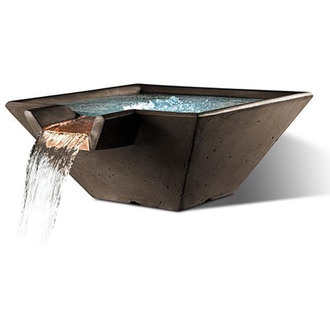 Slick Rock | Concrete 29” Cascade Square Bowl + Copper Spillway