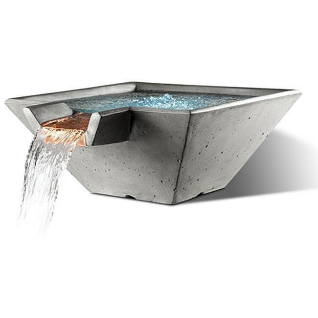 Slick Rock | Concrete 29” Cascade Square Bowl + Copper Spillway