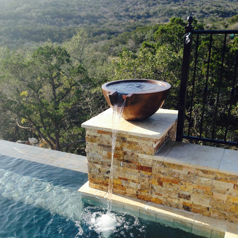  Slick Rock 30" Concrete Water Bowl: Infuse Your Space with Elegance and Copper Cascade