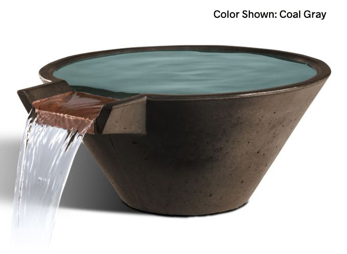 Slick Rock | Concrete 34” Cascade Conical Bowl + Copper Spillway