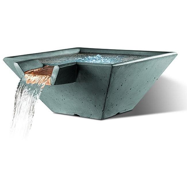 Slick Rock | Concrete 34” Cascade Square Bowl + Copper Spillway