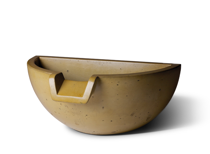 Slick Rock Concrete 36" Spill Half Basin Water Bowl with Copper Spillway