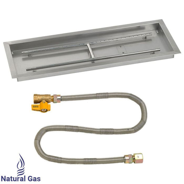 American Fireglass 36" x 12" Rectangular Drop-In Pan with Match Light Kit - Natural Gas