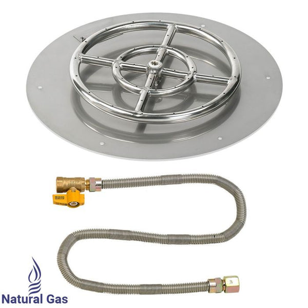 American Fireglass 18" Round Flat Pan with Match Light Kit (12" Ring) - Natural Gas