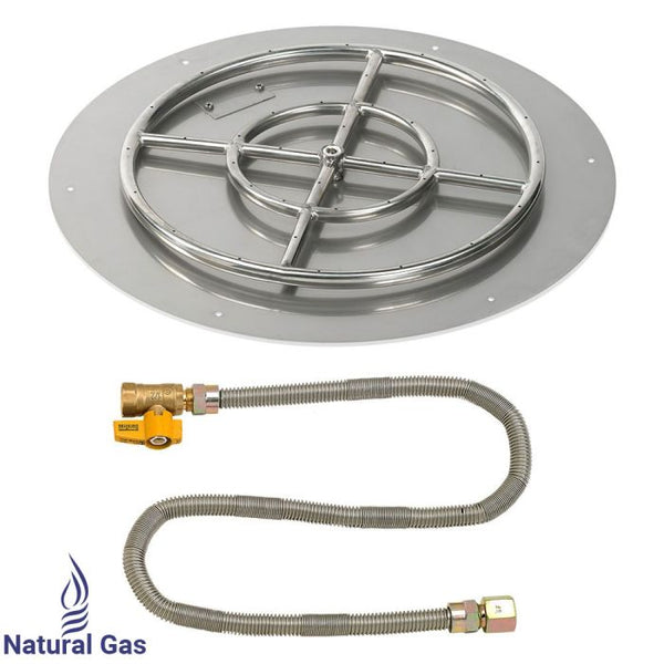 American Fireglass 24" Round Flat Pan with Match Light Kit (18" Ring) - Natural Gas